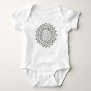 Flower of Life - Fractal Mandala grey green Baby Bodysuit