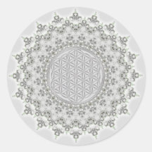 Flower of Life - Fractal Mandala grey green