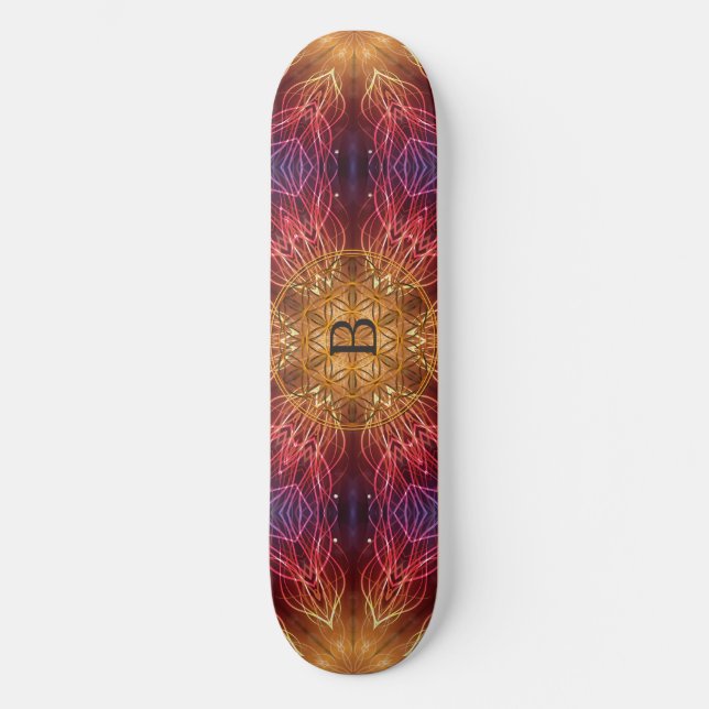 Flower of Life / Fractal Personalised Spiritual Skateboard (Front)