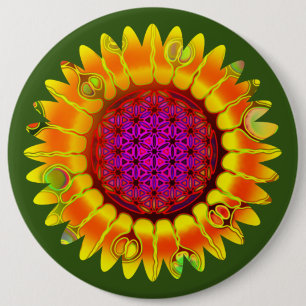 Flower Of Life - Geometric Blossom 4 6 Cm Round Badge