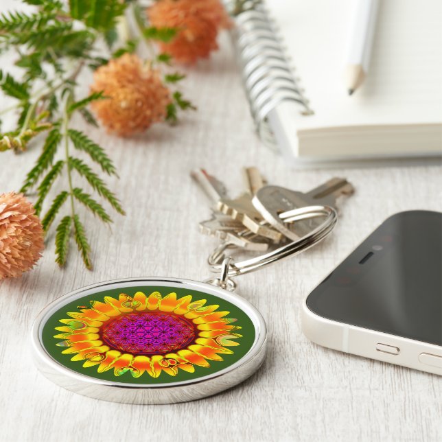 Flower Of Life - Geometric Blossom 4  Key Ring (Side)