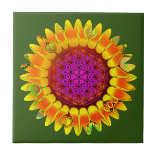 Flower Of Life - Geometric Blossom 4 Tile