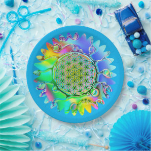Flower Of Life - Geometric Blossom 5 Paper Plate