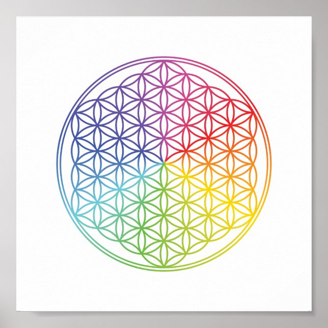 Flower of Life - geometric pattern - rainbow Poster (Front)