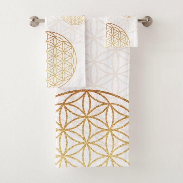 Flower of life gold bath towel set (Insitu)