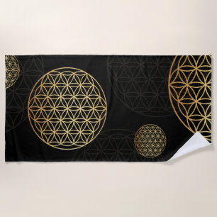 Flower of life gold beach towel