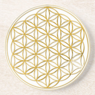 Flower Of Life gold, big Coaster