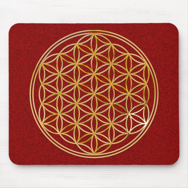 Flower of Life / gold big darkred splatter BG Mouse Pad (Front)