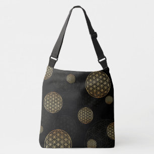 Flower of life gold & black crossbody bag