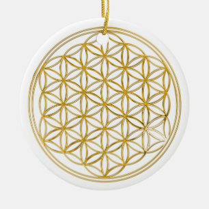 FLOWER OF LIFE - gold Ceramic Tree Decoration