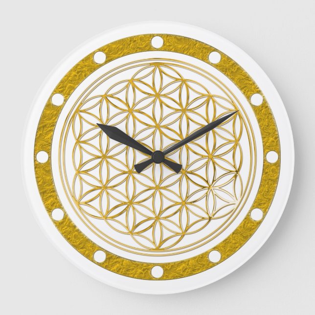 FLOWER OF LIFE - gold - clock face ring (Front)