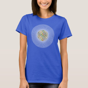 Flower of Life - gold colourful & white rays T-Shirt