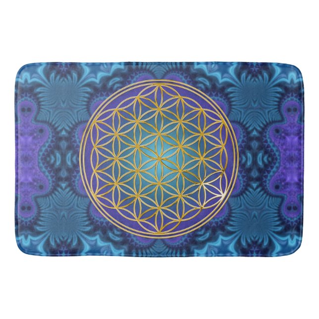 Flower Of Life - gold - fractal 1 Bath Mat (Front)