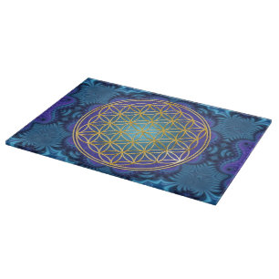 Flower Of Life - gold - fractal 1 Cutting Board