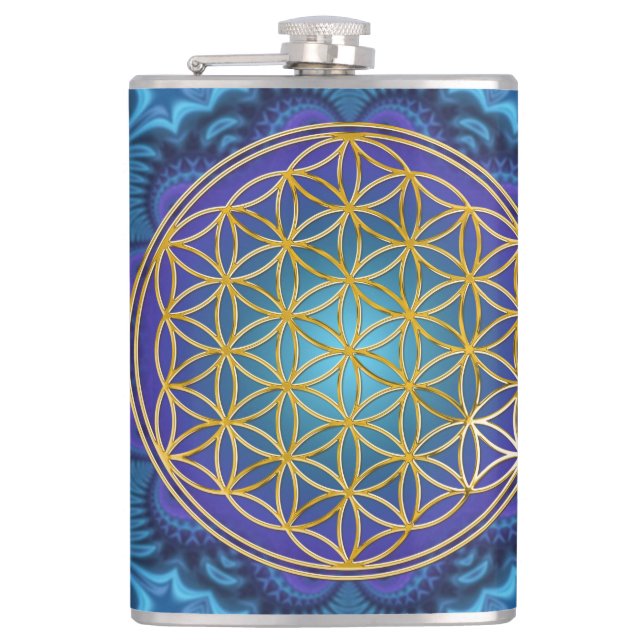 Flower Of Life - gold - fractal 1 Hip Flask (Front)