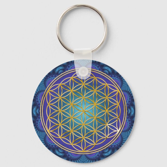 Flower Of Life - gold - fractal 1 Key Ring (Front)