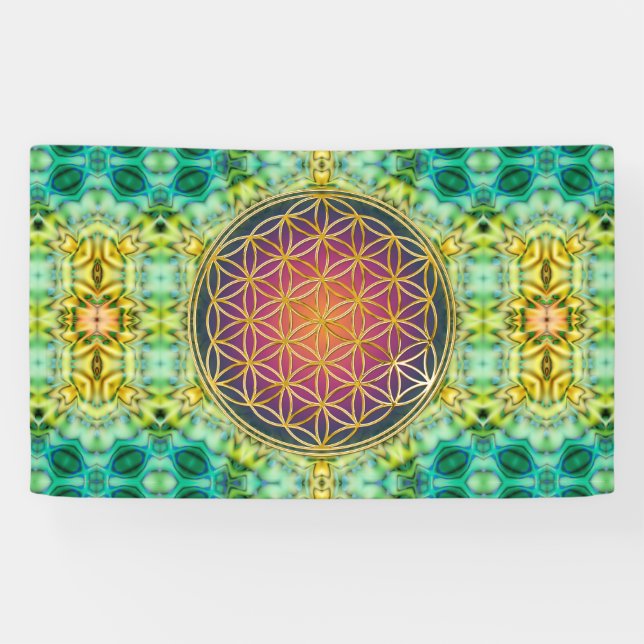 Flower Of Life - gold - fractal 2 Banner (Horizontal)