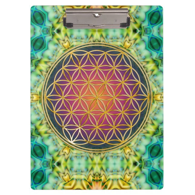 Flower Of Life - gold - fractal 2 Clipboard (Front)