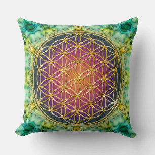 Flower Of Life - gold - fractal 2 Cushion