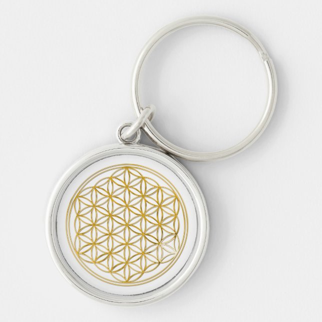 FLOWER OF LIFE - gold Key Ring (Front)