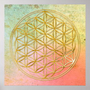 FLOWER OF LIFE - gold Poster