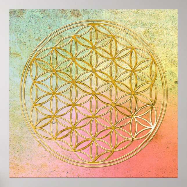 FLOWER OF LIFE - gold Poster (Front)