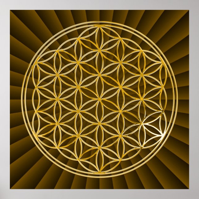 FLOWER OF LIFE - gold Poster (Front)