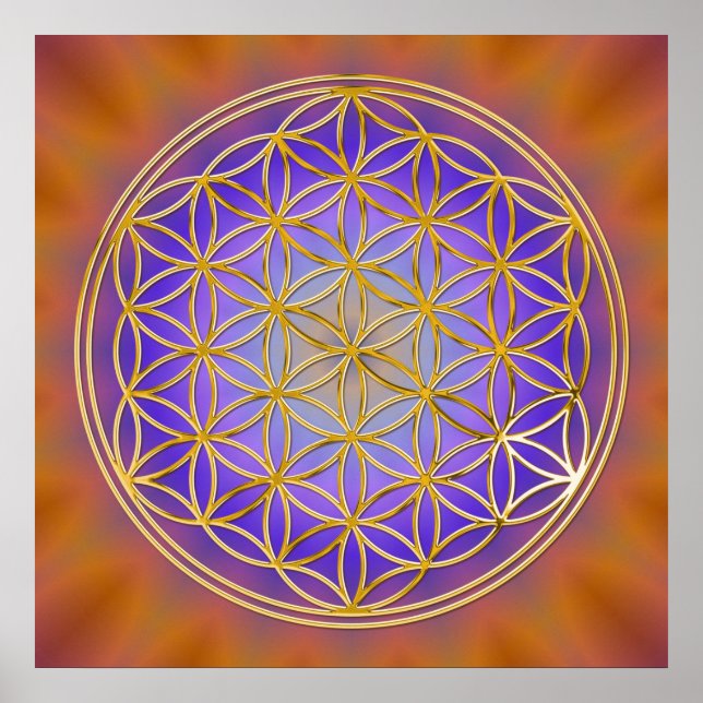 FLOWER OF LIFE - gold Poster (Front)
