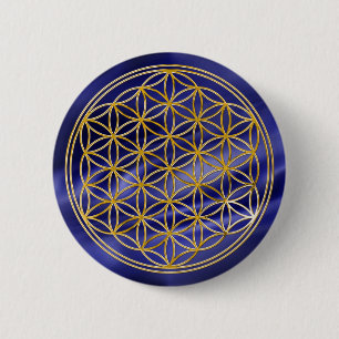 Flower Of Life gold, small 6 Cm Round Badge