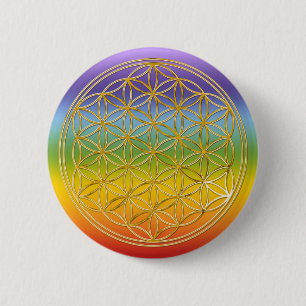 Flower Of Life gold, small 6 Cm Round Badge