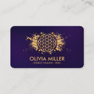 Flower of life - gold splatter business card