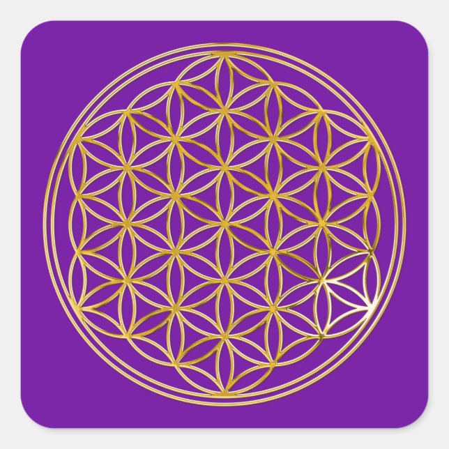 FLOWER OF LIFE - gold Square Sticker (Front)
