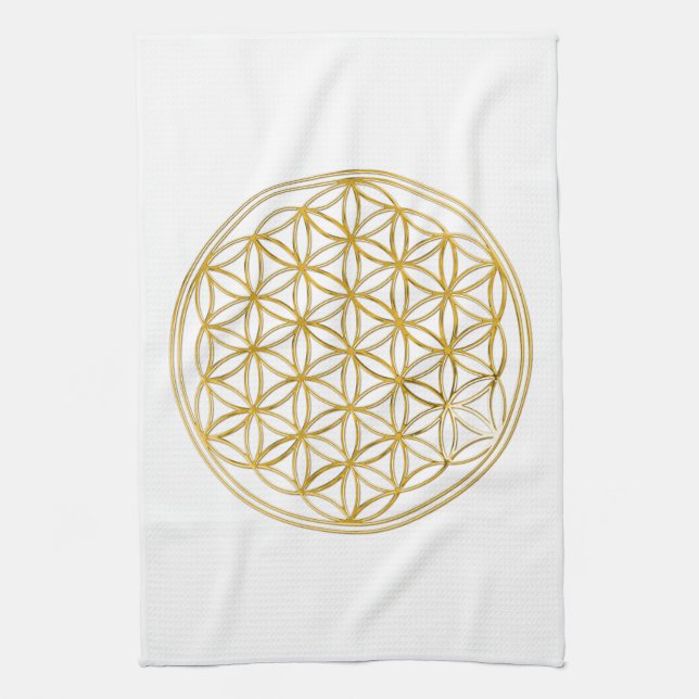 FLOWER OF LIFE - gold Tea Towel (Vertical)