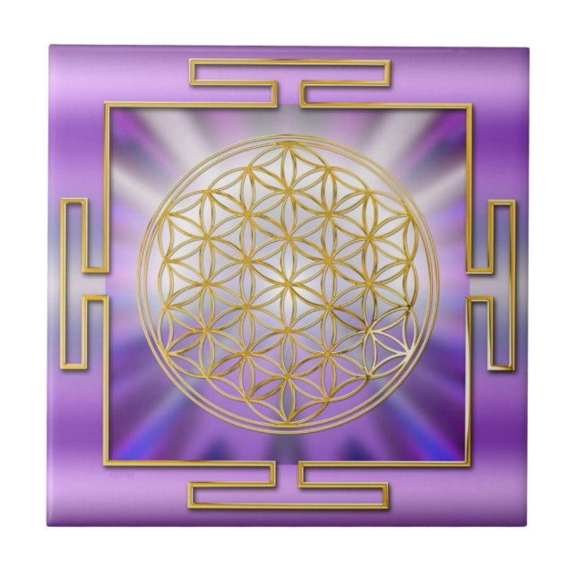 FLOWER OF LIFE - gold yantra Tile (Front)