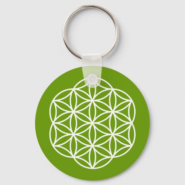 Flower of Life Green Key Ring (Front)