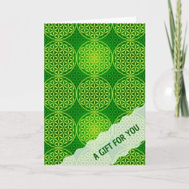 FLOWER OF LIFE - green mix pattern Card (Front)