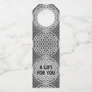 FLOWER OF LIFE - grey mix pattern Bottle Tag
