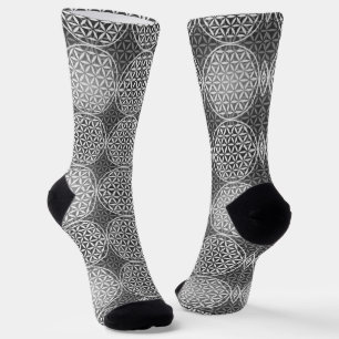 FLOWER OF LIFE - grey mix pattern Socks