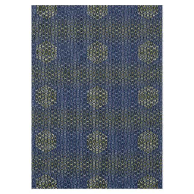 Flower of Life - grid pattern gold silver Tablecloth (Front)