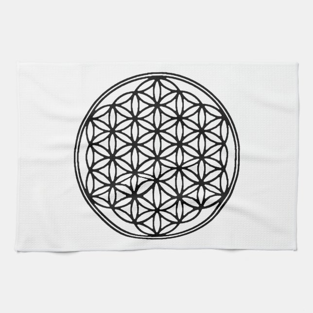 Flower Of Life Grid Tea Towel (Horizontal)
