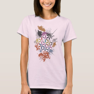 Flower of Life Grunge Painting T-Shirt