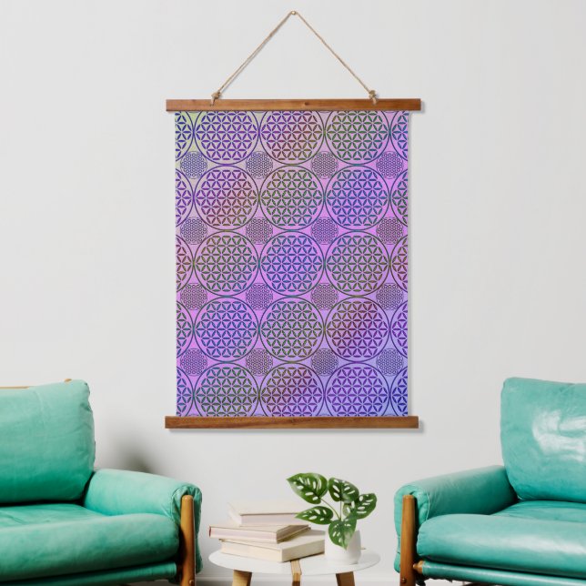 FLOWER OF LIFE - grunge pattern 3 Hanging Tapestry (Living Room)