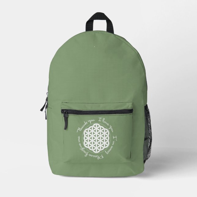 Flower of Life Ho'oponopono Printed Backpack (Front)