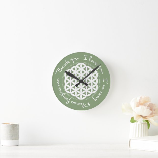 Flower of Life Ho'oponopono Round Clock (Home)