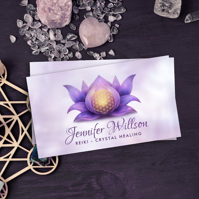 Flower of life in lotus flower - Violet Pastel Business Card (Creator Uploaded)