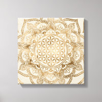 Flower of Life in Lotus - pastel golds and canvas