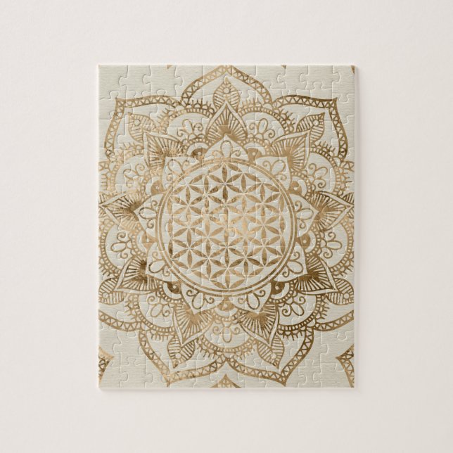 Flower of Life in Lotus - pastel golds and canvas Jigsaw Puzzle (Vertical)