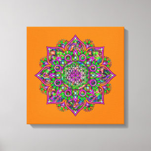 Flower Of Life - Indian Mandala 1 Canvas Print