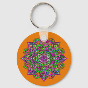 Flower Of Life - Indian Mandala 1 Key Ring
