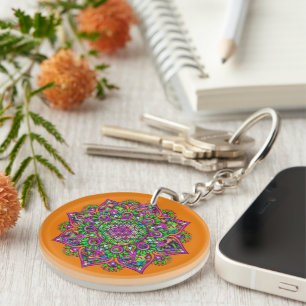 Flower Of Life - Indian Mandala 1 Key Ring